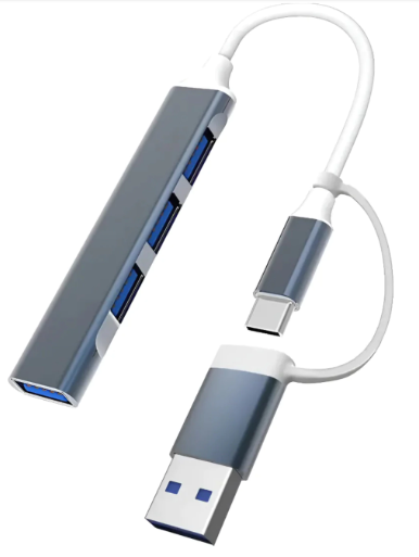 HUB USB ALUMINIO PARA NOTEBOOK Usb C + Otg Usb 4 Puertos Usb 3.0 FETUZZ F-L004